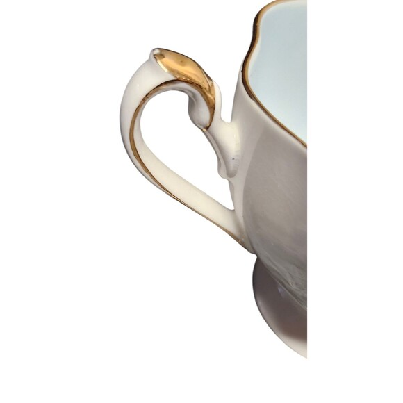 VTG Queen Anne Fine Bone China Footed Teacup & Saucer Blue  Gold Gilt #5365 - Picture 9 of 14